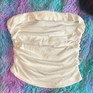 SHEIN Cream Ruched Sleeveless Crop Top